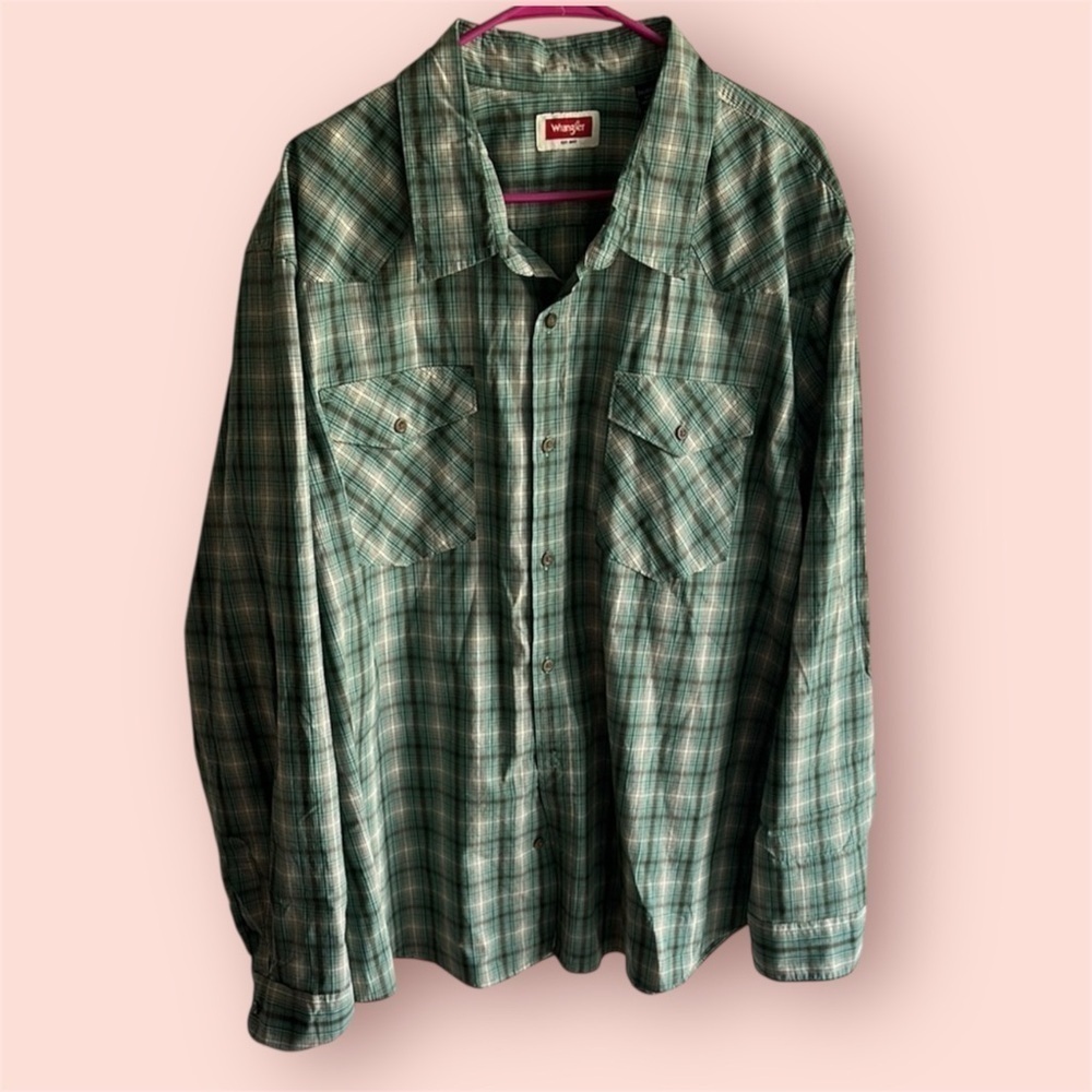 Wrangler Green Plaid Button-Up Shirt size 2XL